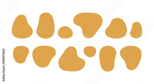 A collection of irregular, organic shapes in a warm, earthy brown color.