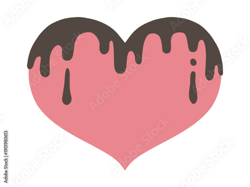 チョコレートがかかるハートのフレーム素材