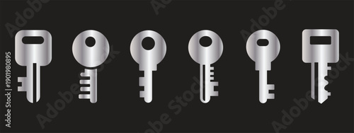 Various key vector icons illustrating concepts like security, privacy, access, unlock, password, solution, success, digital protection. bike and car keys icon for security access, locking mechanism 