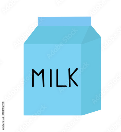 Blue Milk Box. Vector flat illustration.
