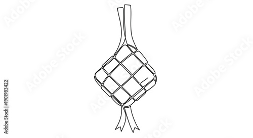 Simple Line Drawing of a Wicker Bottle Holder.