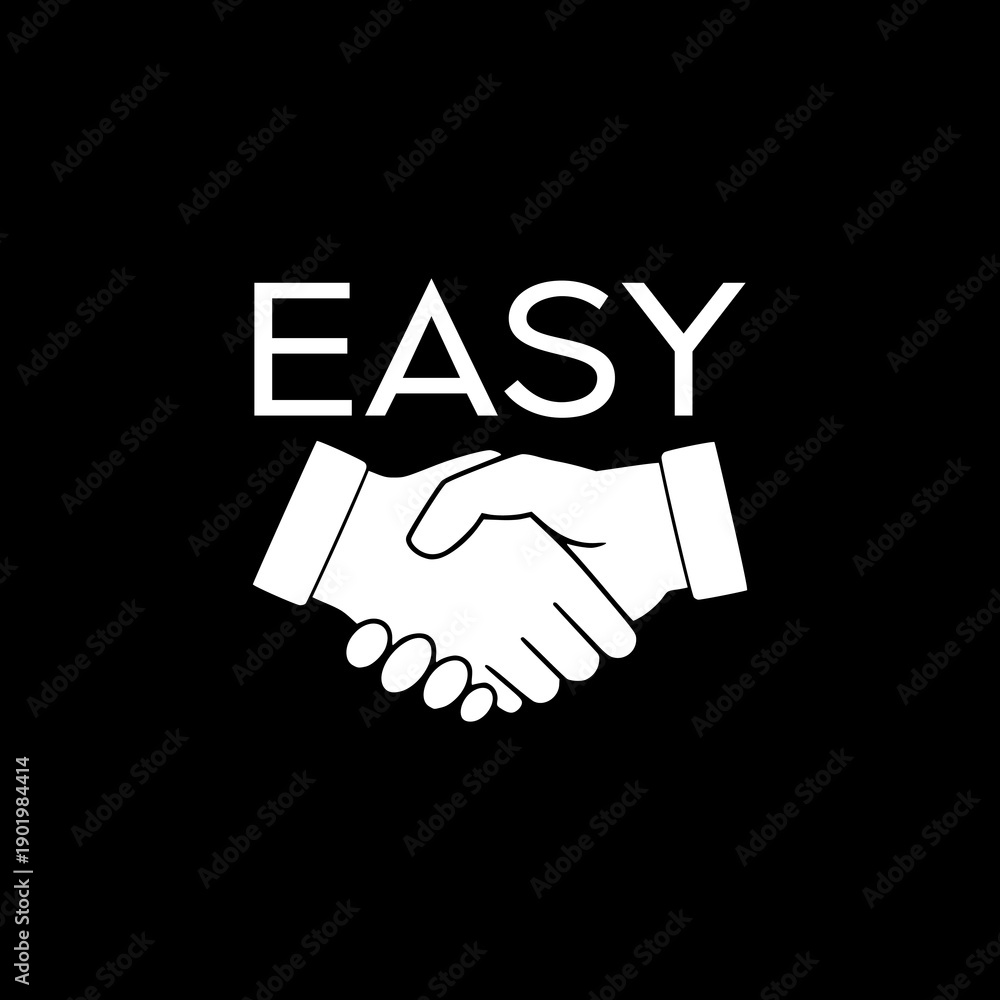 Obraz premium Easy handshake partnership icon isolated on black background