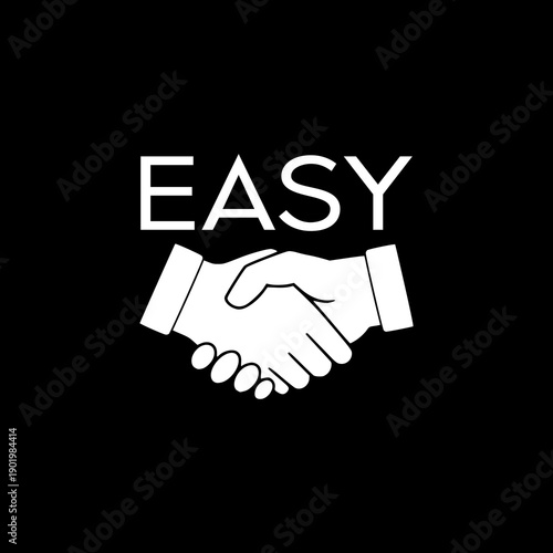 Easy handshake partnership icon isolated on black background