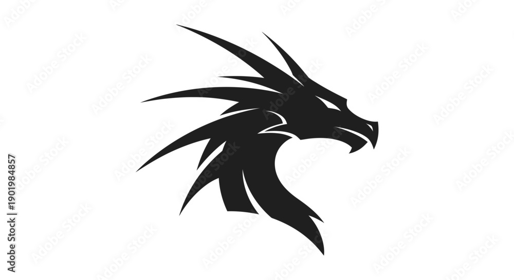 Obraz premium Black dragon head logo design vector illustration.