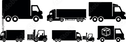 Truck and Delivery Vehicle Silhouette Set
