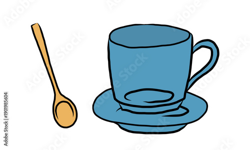 Cup and saucer set with spoon