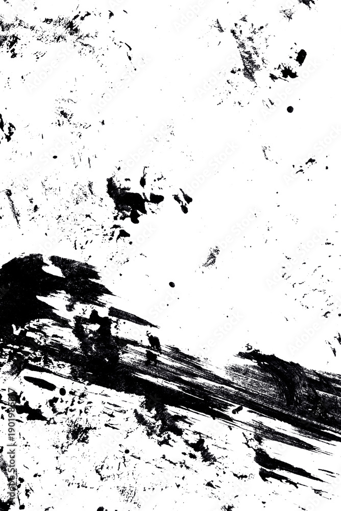 Obraz premium The abstract texture of black acrylic paint isolated on transparent background.