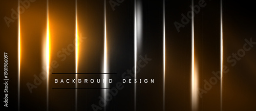 Dark background features vertical glowing lines. Gold, silver, brown hues create dynamic visual effect. Text reads background design.