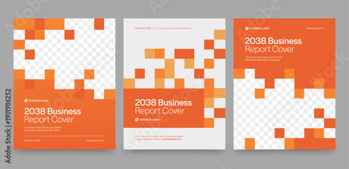 Brochure Cover Template in Orange White Hues & Modern Corporate Style for Report & White Paper Cover