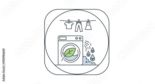Eco-Friendly Smart Laundry System Illustration represents a modern approach to sustainable home care by combining technology, cleanliness, and environmental responsibility into one visual concept. The