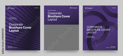 Modern Brochure Cover Template in Minimal Purple Corporate Style for Company Profile & Annual Report