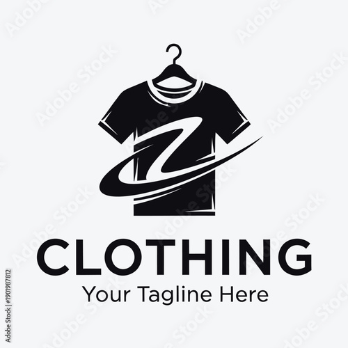 Black and white clothing with stylized t shirt and hanger t-shirt