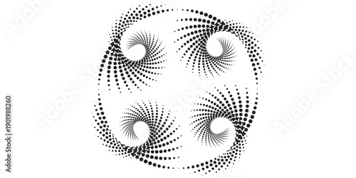 Set of halftone dots gradient pattern texture isolated on white background. Straight dotted spots using halftone circle dot raster texture.