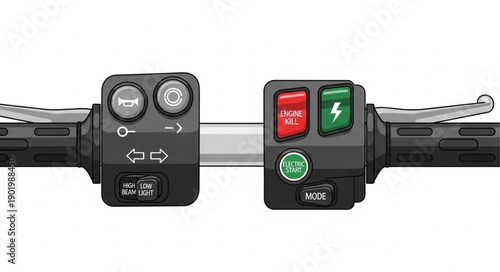 Close up of electric motorcycle handlebar controls and throttle.