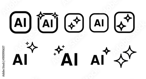A collection of AI logos with sparkling star accents, suggesting innovation and brilliance.