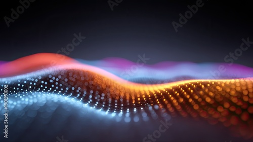 Abstract Colorful Waves of Dots Creating a Dynamic and Futuristic Background for Technology and Music Themes