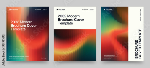 Brochure Cover Template with Creative Abstract Glass Ripple Texture Effect in Red Green Gradient Hue