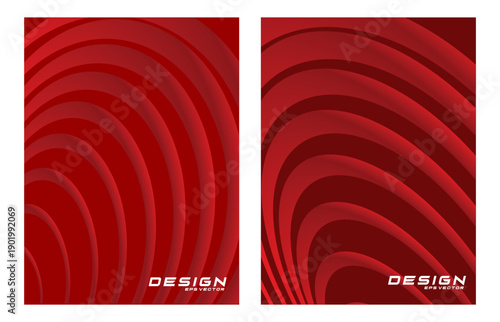 Contemporary technology cover design set. Luxury background with red line pattern (guilloche curves). Premium vector tech backdrop for business layout, digital certificate, formal brochure template.
