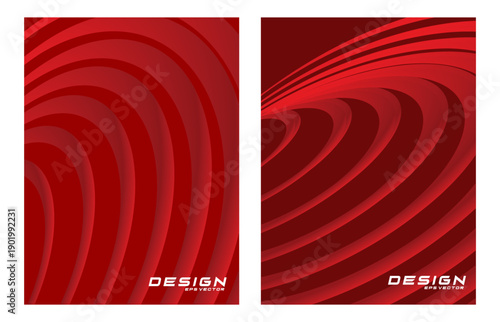 Contemporary technology cover design set. Luxury background with red line pattern (guilloche curves). Premium vector tech backdrop for business layout, digital certificate, formal brochure template.