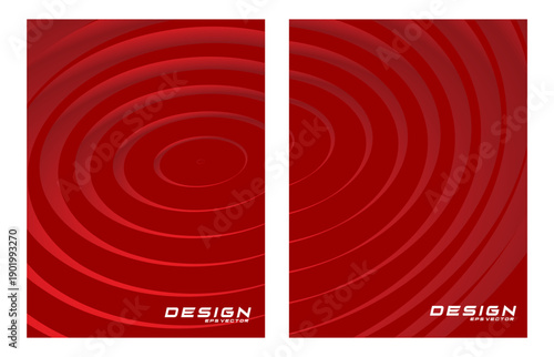 Contemporary technology cover design set. Luxury background with red line pattern (guilloche curves). Premium vector tech backdrop for business layout, digital certificate, formal brochure template.