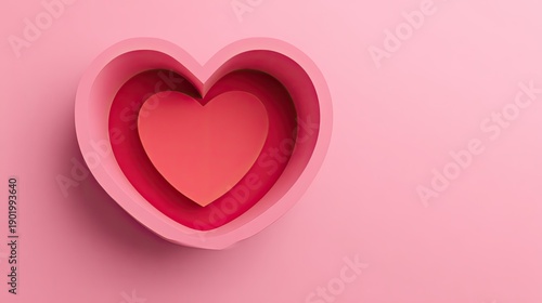 Layered Heart Shapes in Soft Pink and Red Tones, Creating a Modern and Minimalist Aesthetic for Valentine's Day or Love-Themed Graphics