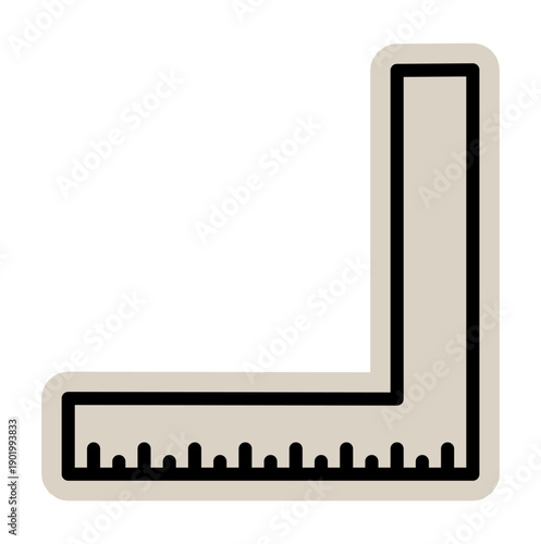 L-square ruler scrapbook, doodle, sticker, collage, icon: hand drawn illustration of measuring tool for architect, carpentry