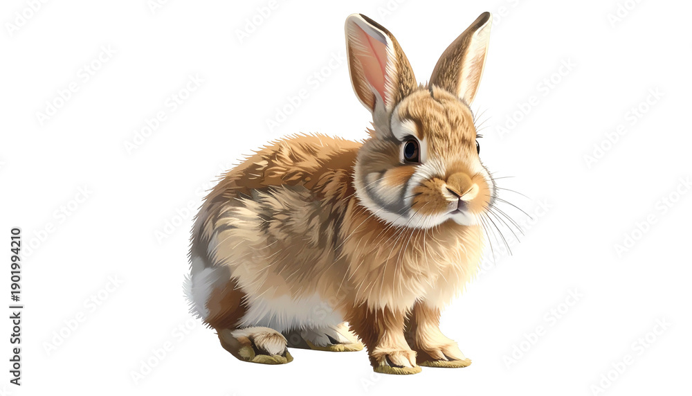 Fototapeta premium A detailed, frontal view of a brown rabbit isolated against a black background