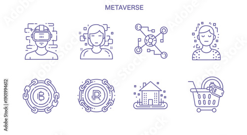 Metaverse illustration virtual reality digital identities and cryptocurrency concepts