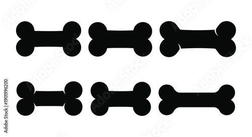 A collection of four black dog bone shapes arranged in two rows ideal for design work on transparent background silhouette