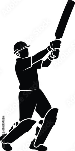 A cricket player swings a bat