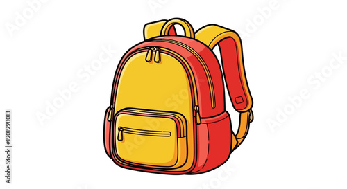 A colorful illustration of a backpack on a white background