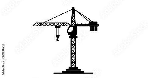 Construction crane representing industrial development concept in black and white