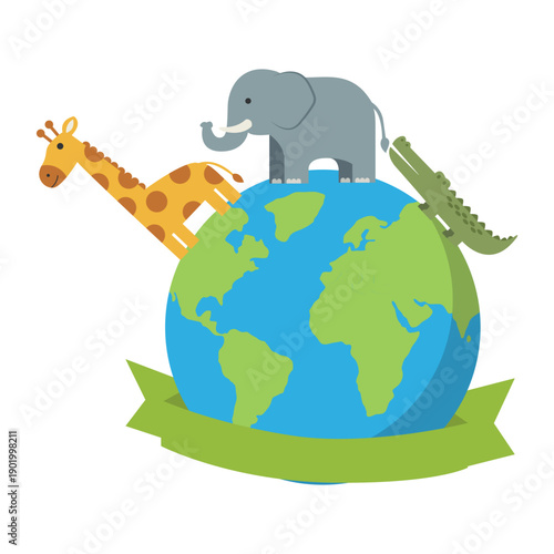 Animals On Earth Globe