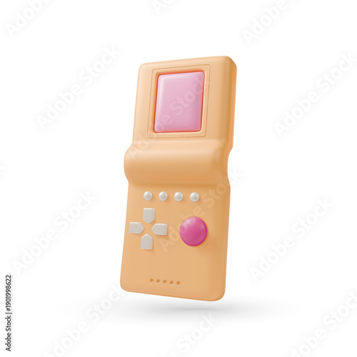 3d Colorful Tetris Analog Device Concept Cartoon Design Style Isolated on a White Background. Vector illustration