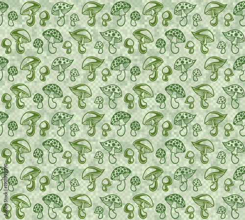 Seamless pixel background with forest mushrooms.
