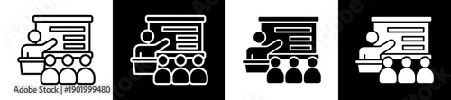 Training Icon In Flat Version On Black And White Background