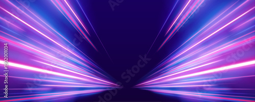 Futuristic high-speed light motion and abstract blue streaks represent the advancement of 5G and beyond technologies. Fiber optics and wireless data transmission enable faster connectivity.	
