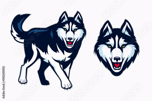 Siberian Husky Dog Mascot Logo Character