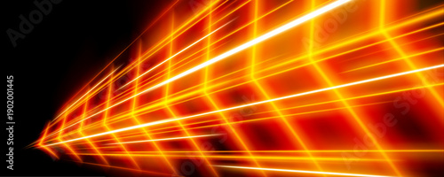 Glowing neon sign of movement, speed, outline arrow pointer silhouette on white background PNG. High-speed light line in the form of a road and a highway in a night city. Vortex streams of neon light.