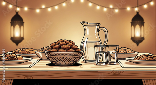 Abstract digital art background with flowing lines and luminous circles in a futuristic neon blue and purple gradient.