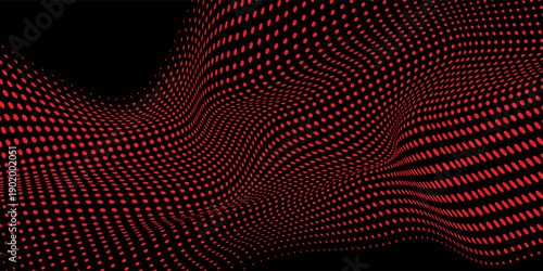 Dotted abstract red and black halftone streak background image. trendy