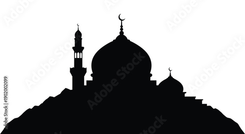 Canvas Print Mosque Silhouette with Crescent Moon