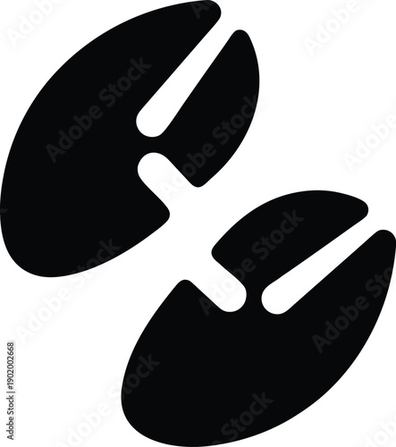 moose hoof print silhouette vector icon illustration on transparent background