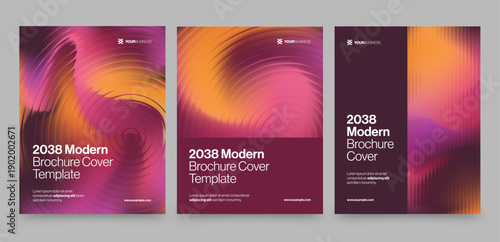 Brochure Cover Template & Front Page Design with Abstract Glass Ripple Effect in Pink Hues