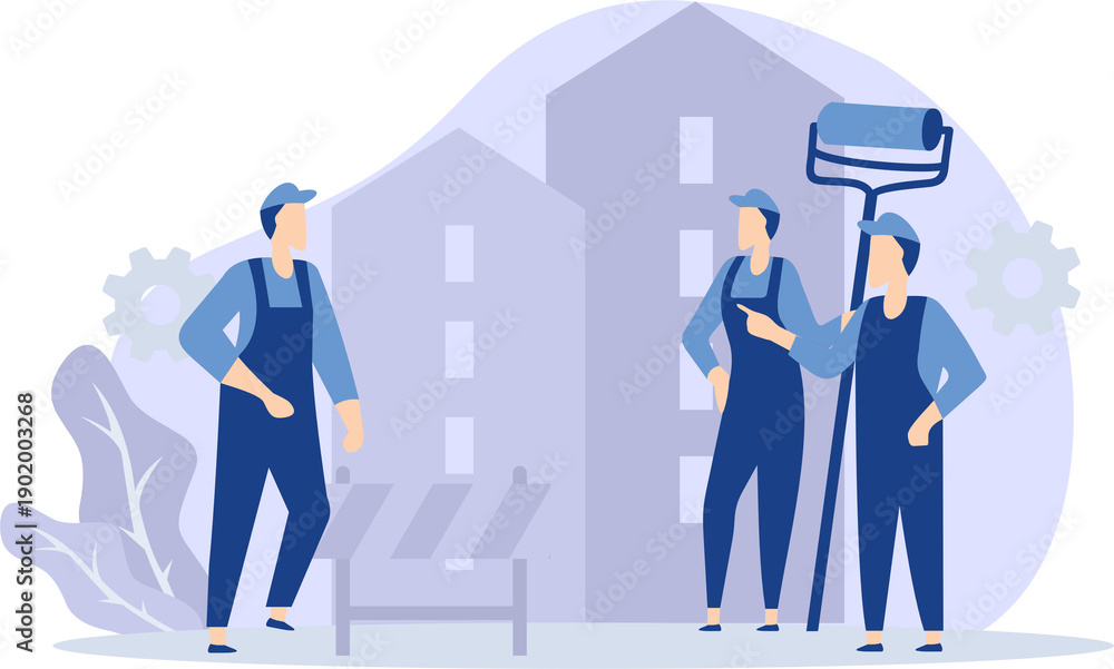Fototapeta premium Men Work as a Team Illustration