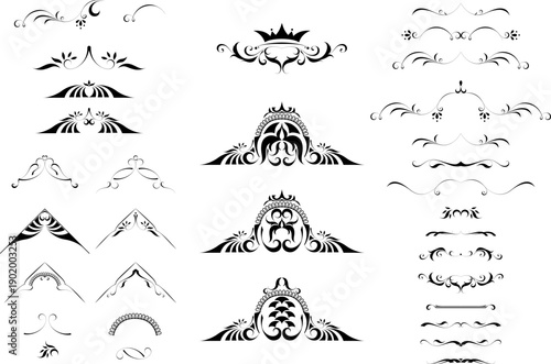 black and white set of delimiters for text, dividers