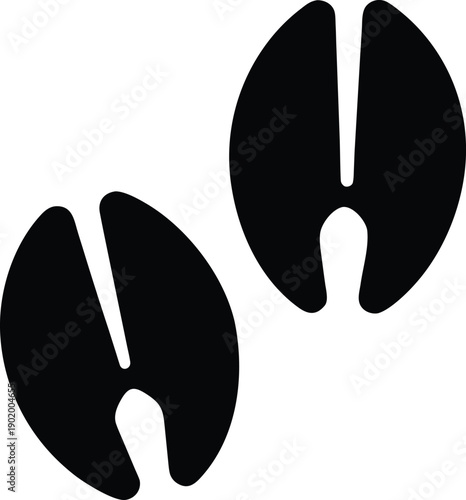 deer hoof print silhouette vector icon illustration on transparent background