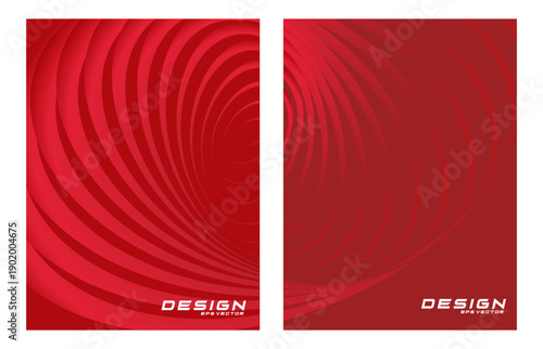 Contemporary technology cover design set. Luxury background with red line pattern (guilloche curves). Premium vector tech backdrop for business layout, digital certificate, formal brochure template.