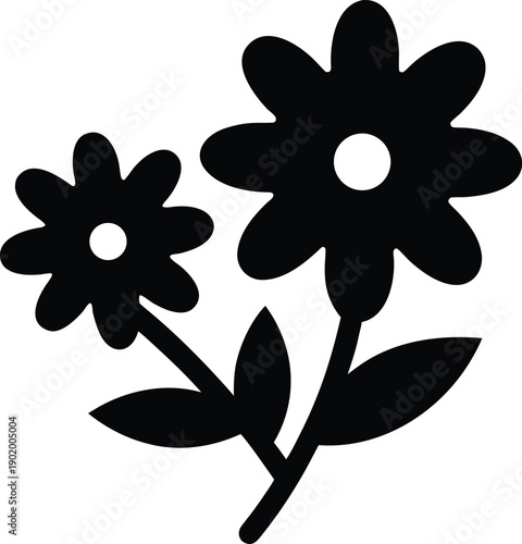 chamomile flower daisy like silhouette vector icon illustration on transparent background
