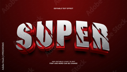 Super cracked metallic 3d editable text effect with red glowing light background